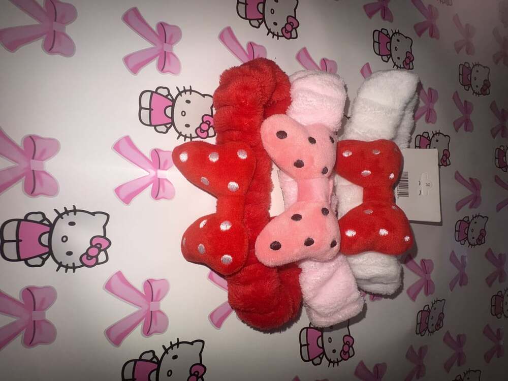 Polka Dot Bow Plush Spa Headband Set